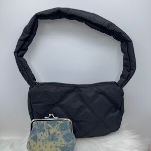 The Errands Grab & Go Quilted Nylon Handbag w/ Star Print Blue Jean Coin Purse
